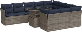 vidaXL Set canapele grădină perne 11 piese, gri, poliratan/lemn acacia