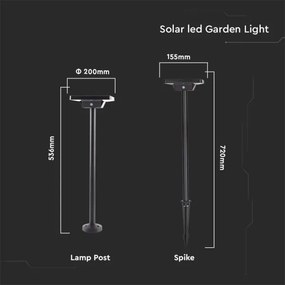 Lampă LED solară de exterior LED/2W/3,7V IP65 3000/4000/6500K
