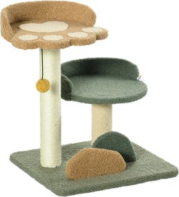 PawHut Copac Zgârieturi Pisici 2 Platforme Minge Catifea 43x39x52cm Multicolor | Aosom Romania