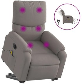 3204868 vidaXL Fotoliu electric masaj rabatabil cu ridicare, gri taupe, textil