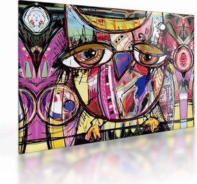Tablou pe sticlă - Artă stradală - bufniță (70x50 cm)