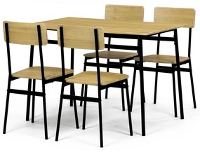 Set de masă Industrial cu 4 scaune, 110 x 70 x 76cm, stejar sălbatic