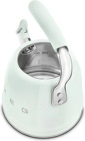 Ceainic cu fluier Smeg CKLW2001PG, 2,3 l, pentru plite cu inducție, mâner care nu se încălzește, oțel, verde pastel