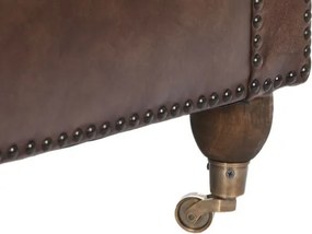 Fotoliu vintage din piele naturală maro închis, „Chesterfield"