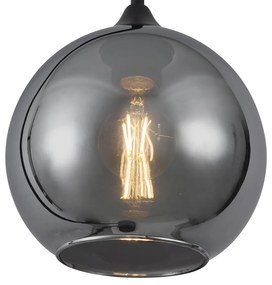 Lampă de podea Art Deco neagră cu sticlă fumurie - Sandra