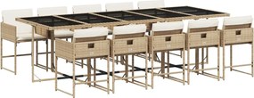 vidaXL Set mobilier de grădină cu perne, 11 piese, bej, poliratan