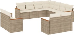 vidaXL Set canapele de grădină cu perne, 11 piese, bej, poliratan