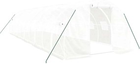vidaXL Seră cu cadru din oțel, alb, 30 m², 10x3x2 m
