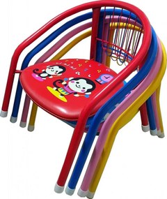 Set 4 scaune metalice pentru copii Novokids™ Little chair , Sezut moale cu sunete, Pentru interior si exterior, Dimensiuni 36x36x34 cm , Vopsea