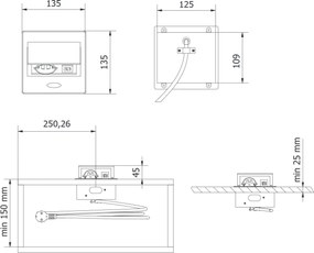 Priză încorporabilă în blat Avaro GTV, 1 priză Schuko, USB A + C, aluminiu L:135 mm; l:135 mm, Aluminiu/ plastic, Aluminiu
