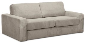 Canapea maro deschis extensibilă cu tapițerie din catifea reiată 195 cm Nona – Makamii