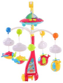 Carusel Patut Bebelusi Muzical cu Telecomanda NOVOKIDS™ Dream World, Cu Proiectie Tavan, Miscari Circulare Lente, Volum Reglabil, Avioane
