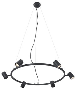 Lampă suspendată modernă neagră cu 6 lumini - Jeana Circle