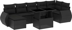 vidaXL Set mobilier de grădină cu perne, 8 piese, negru, poliratan