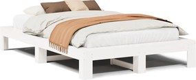 vidaXL Cadru de pat fără saltea, alb, 120x190 cm, lemn masiv pin