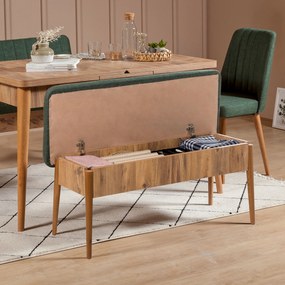 Masă de sufragerie extensibilă cu 2 scaune și bancă Vlasta (pin antlantic + verde). 1072183