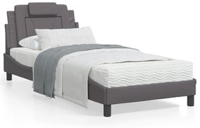 3208057 vidaXL Cadru de pat cu tăblie, gri, 80x200 cm, piele ecologică