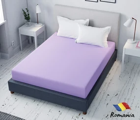 Cearceaf de pat lila cu elastic Evostar bumbac100% ranforce /90x200 cm dimensiune standard