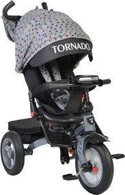 Tricicleta cu copertina Novokids™ Tornado , Cu melodii si lumini, Roti gomflabile din cauciuc, Pozitie somn, Scaun reversibil cu invartire 360 grade