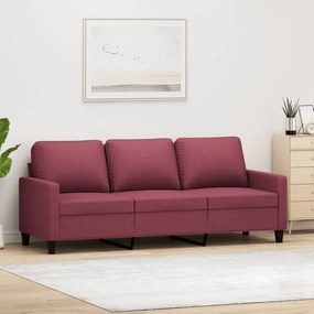 Canapea cu 3 locuri, rosu vin, 180 cm, material textil