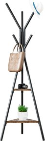Cuier pom PLENTO, negru, metal/lemn, 50x181 cm