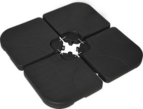 Outsunny Bază Umbrelă 4 Piese HDPE, Umplere cu Apă/Nisip, Suport Umbrelă cu Conectori, 104x104x7.5 cm, Negru | Aosom Romania