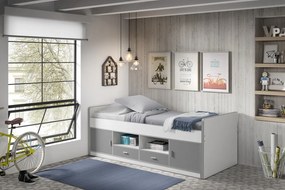 Pat cu Depozitare Integrată, Gri și Alb (PAL și MDF) Bonny – Vipack