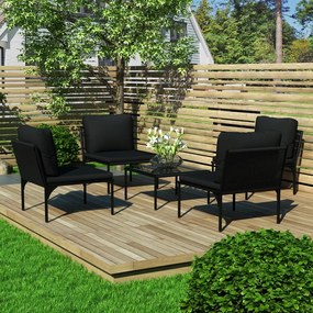 48590 vidaXL Set mobilier de grădină cu perne, 5 piese, negru, PVC