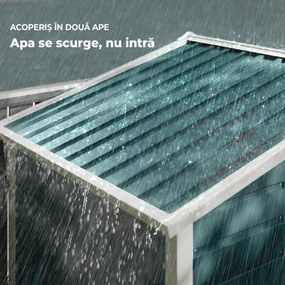Outsunny Căsuță de Grădină din Metal cu Uși Glisante și Lacăt cu Chei, 2,1x1,2x1,9m, Verde | Aosom Romania