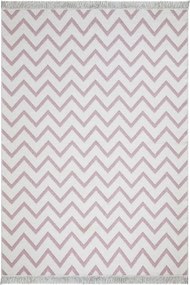 Covor 23002A, 60x100 cm, forma dreptunghiulara, bumbac, roz/alb