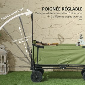 Outsunny Căruț de grădină pliabil 130 L căruț de transport sac detașabil mâner telescopic rotativ 90 x 50 x 60 cm negru | Aosom Romania
