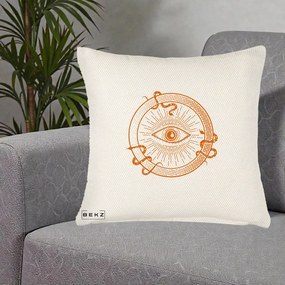 Perna Personalizata Ochiul Providentei Mistic Orange, 40x40 cm, Crem Reliefat, Husa Detasabila, Perna Inclusa, BEKZ®