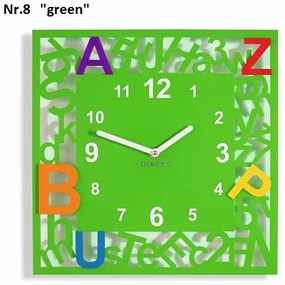 Ceas pătrat pentru copii cu litere Verde