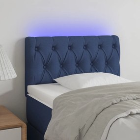 3121928 vidaXL Tăblie de pat cu LED, albastru, 80x7x78/88 cm, textil