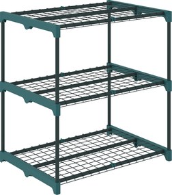 Outsunny Suport pentru plante cu 3 etaje, suport flori de 72 cm pentru interior și exterior, raft pentru plante din oțel Verde închis | Aosom Romania