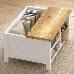 HOMCOM Ladă de Depozitare pentru Interior, 80x60x40 cm, cu Capac Rabatabil, Stil Nordic, Culoare Lemn | Aosom Romania