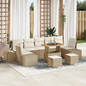 vidaXL Set de canapele pentru grădină cu pernă 10 pcs Bej și crem