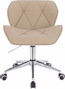 HR111K Scaun Crem Piele Ecologica Premium Soft cu Bază Cromata