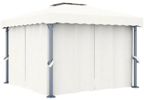 vidaXL Pavilion cu perdea, alb crem, 3 x 3 m, aluminiu