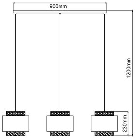 Lustră pe cablu Brilliant WATERLILLY 3xE27/60W/230V gri
