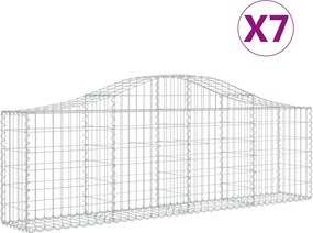vidaXL Coșuri gabion arcuite 7 buc, 200x30x60/80 cm, fier galvanizat