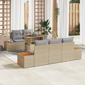 vidaXL Set de canapele pentru grădină 6 pcs Bej Rattan poli