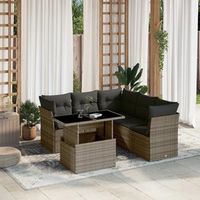 3266580 vidaXL Set mobilier grădină cu perne, 6 piese, gri, poliratan