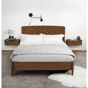 Noptieră maro cu aspect de lemn de nuc Farsta – Woodman