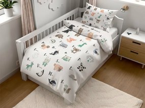 Lenjerie de pat din bumbac pentru patut ANIMAL ALPHABET albă Dimensiune lenjerie de pat: 45 x 65 cm | 90 x 135 cm