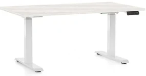 Masă înălțime reglabilă OfficeTech D, 120 x 80 cm, picioare albe, frasin alb