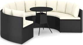 vidaXL Set mobilier de grădină cu perne, 7 piese, negru, poliratan