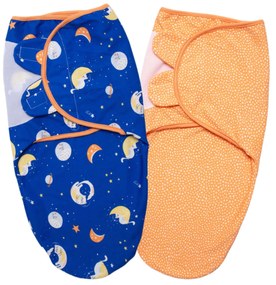 Set 2 sisteme de infasat reglabil din bumbac 0-3 luni Kidizi Space Cats, 100% bumbac