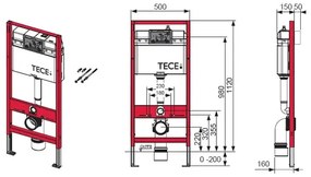 Rezervor WC, incastrat, TECEbase 9400413, 50 x 112 cm, clapeta de actionare Tece Now alba si sistem de fixare incluse