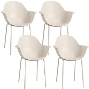 Outsunny Set de 4 Scaune de Grădină Gri, Stivuibile, cu Spătar Înalt și Cotieră, Cadru din Metal, Design Elegant pentru Exterior | Aosom Romania